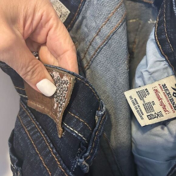 MEK NDM Moscow Made for Buckle Boot Cut Thick Stitch Distressed Dark Wash Sz 34x - Picture 15 of 15